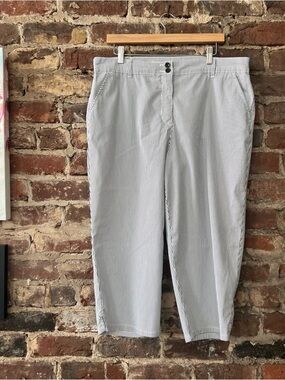 Light Navy & White Pinstripe Capri Trousers